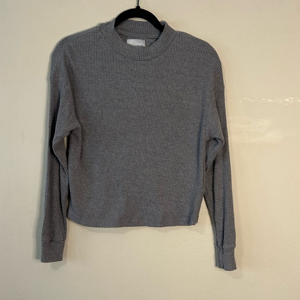 Allfenix Mock Neck Ribbed Long Sleeve Tee